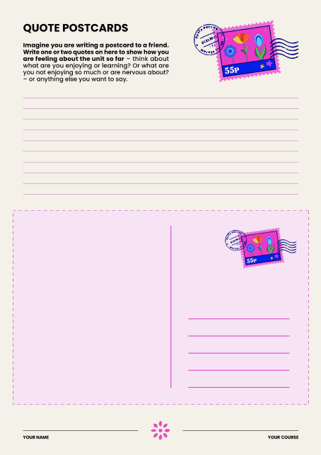 quote postcard worksheet