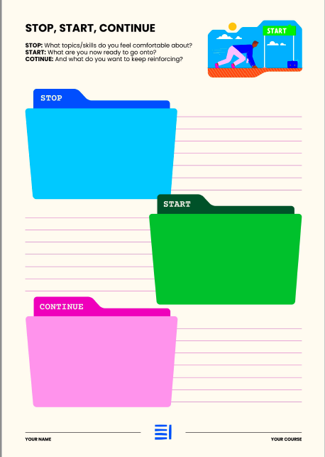 stop start continue worksheet